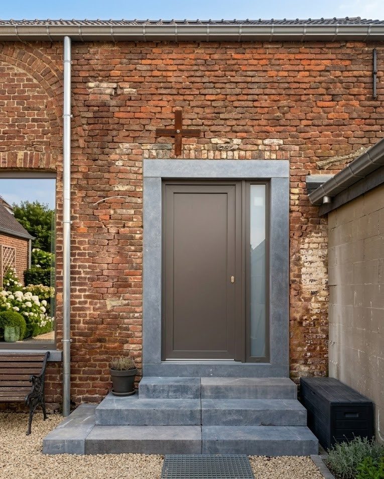 Porte d'entrée en façade brique